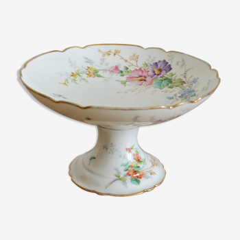 Compotier en porcelaine ancienne décor de fleurs début XXe