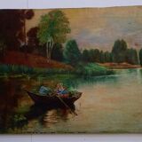 Oil on canvas "boat trip"