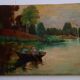 Huile sur toile "Promenade en barque"