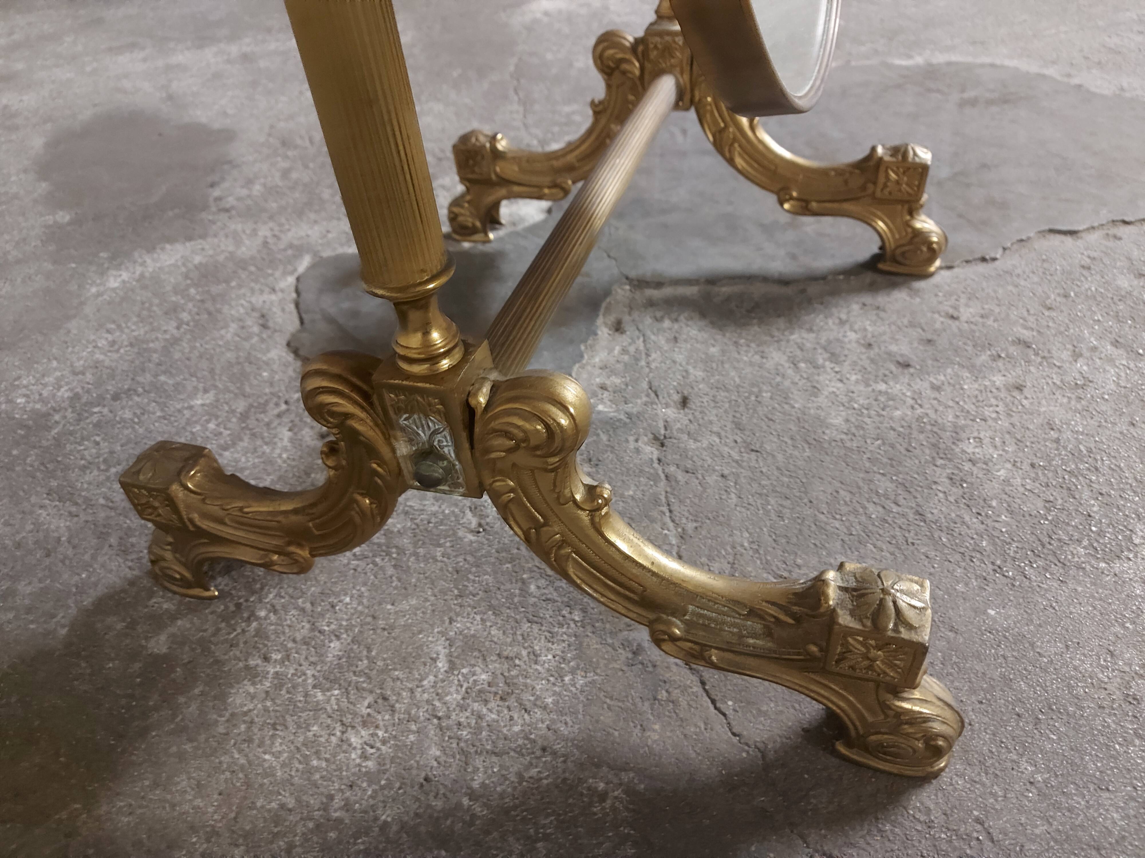 Psyche mirror in vintage gilded bronze