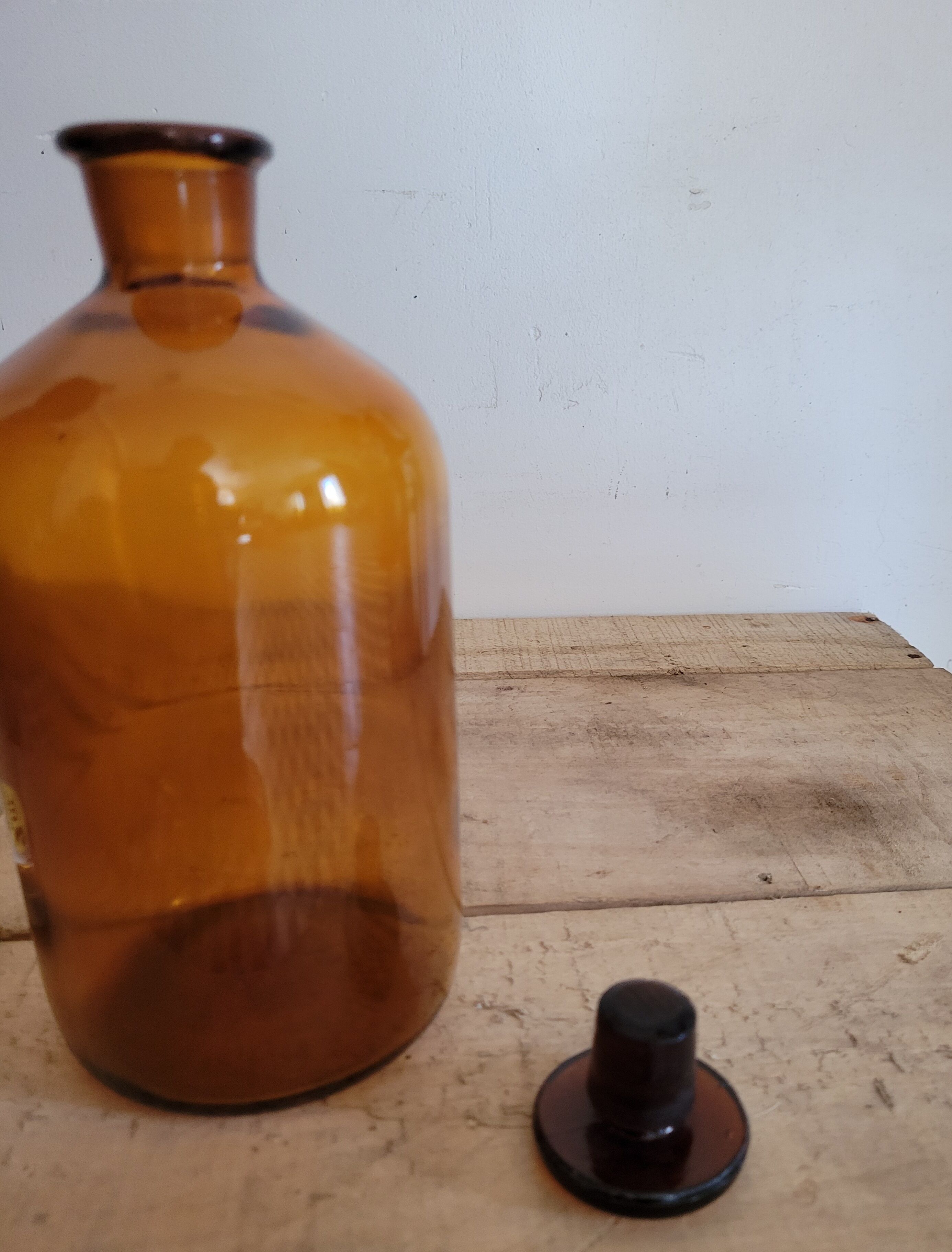 Amber glass apothecary bottle