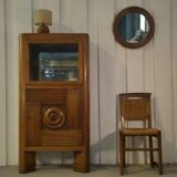 Solid oak display cabinet in the style of Charles Dudouyt, 1950s
