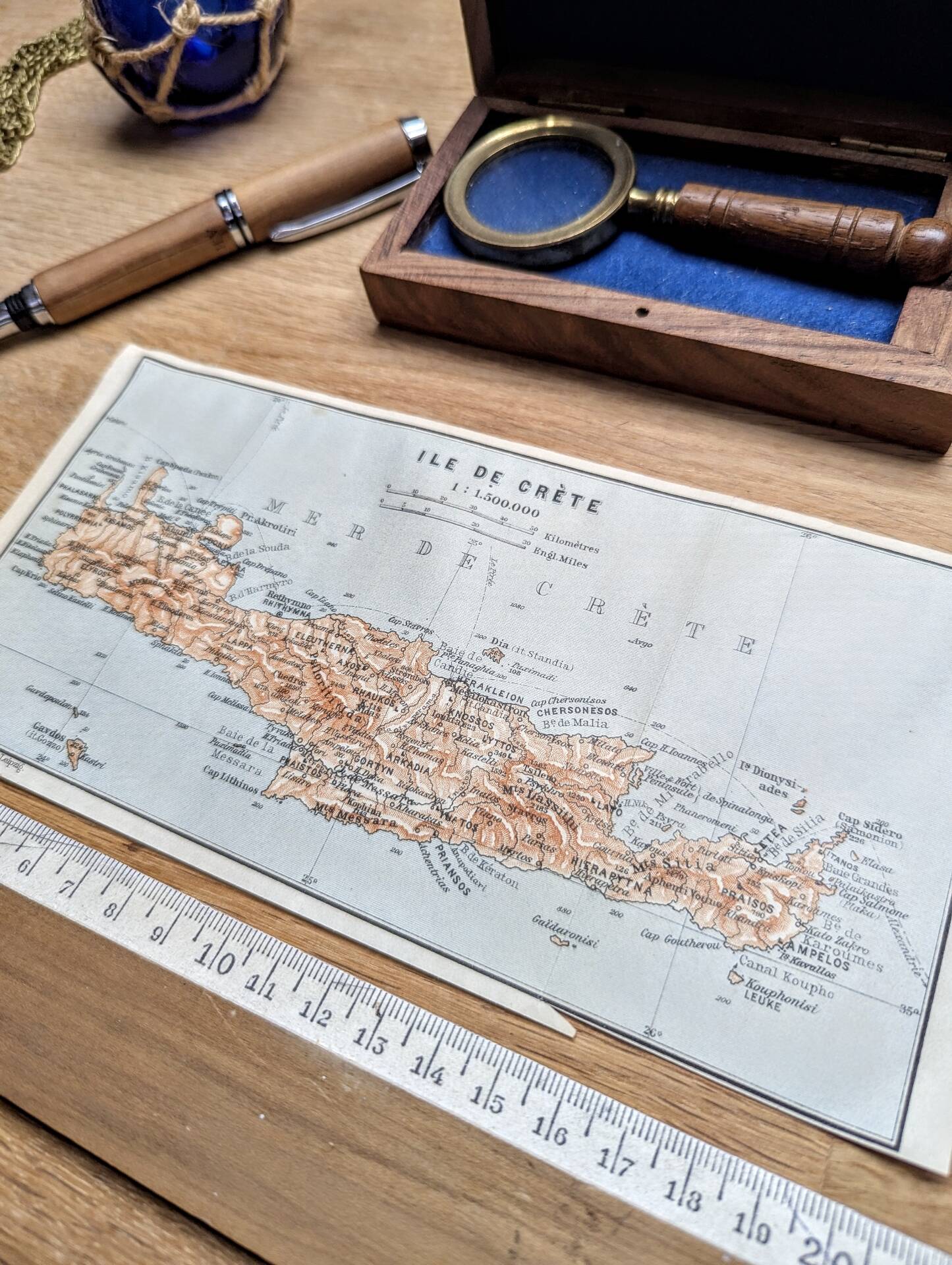 La Crète, Grèce, petit plan original imprimée en 1910.
