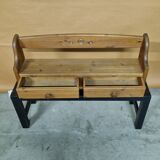 Brutalist solid pine wall mounted cabinet, Germany 1970s