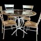 Table ronde fer forgé bois & verre