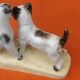 Zoomorphic sculpture cracked ceramic fox terrier dogs