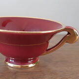 Tasses à thé, café et sucrier en porcelaine rouge et or