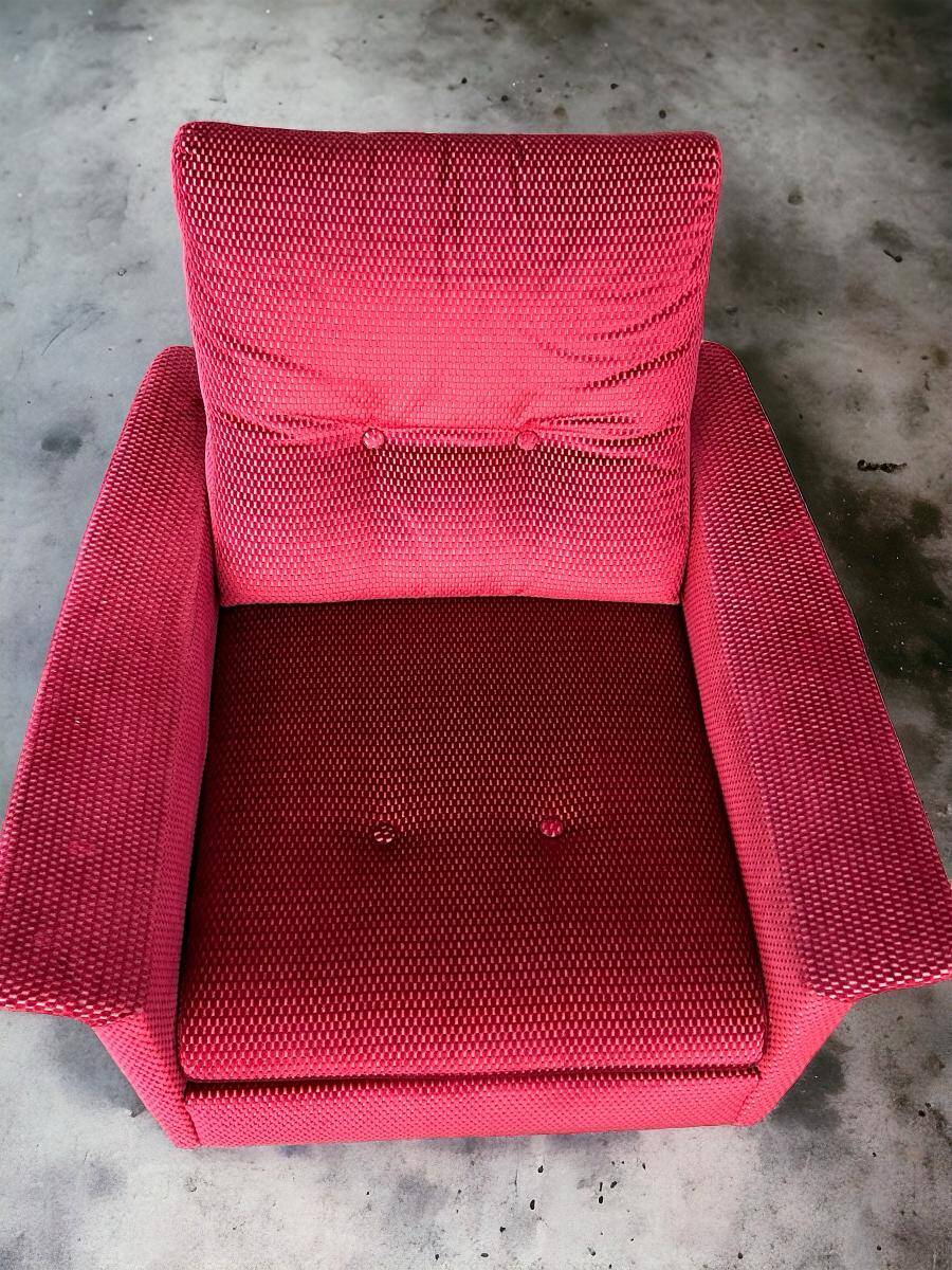 Pair of vintage comfortable armchairs in fabrics probably italian from the 1950s-60s