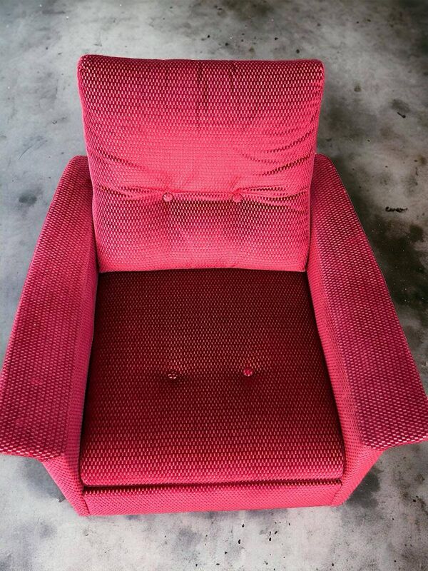 Paire de fauteuils confortables vintage en tissus probablement italien des années 1950-60