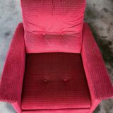 Pair of vintage comfortable armchairs in fabrics probably italian from the 1950s-60s