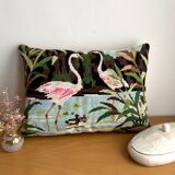 Canvas cushion "Pink flamingos"