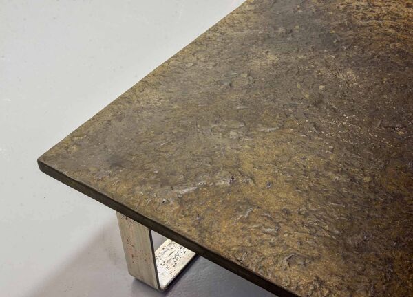 Table basse carrée en pierre d'ardoise de la collection Ardesia, style Pia Manu, années 1960
