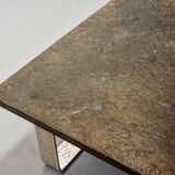 Ardesia Collection Square Slate Stone Coffee Table in Pia Manu Style, 1960s