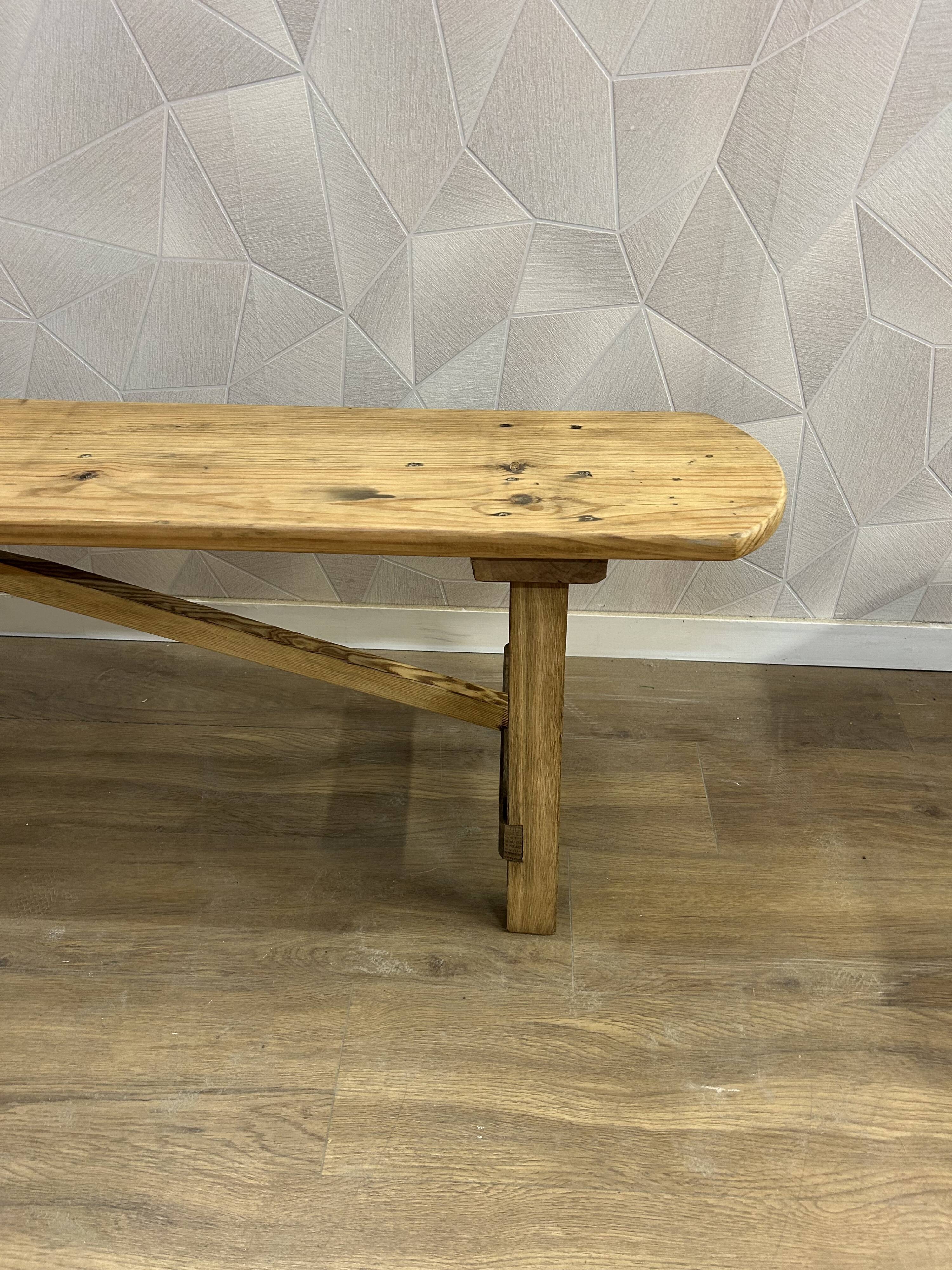 Solid wood farm bench stripped