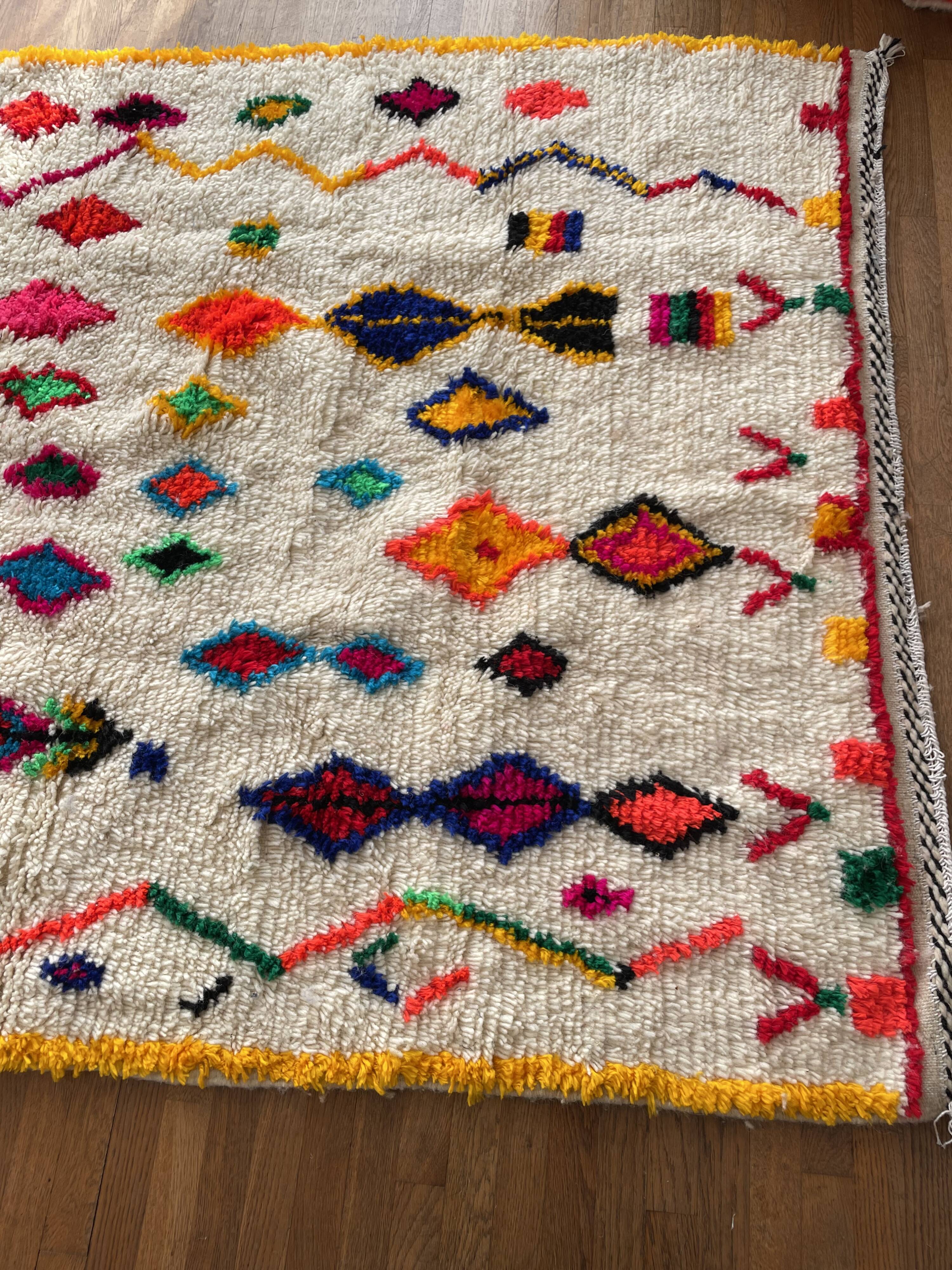 Moroccan Berber carpet Azilal multicolored and fluorescent