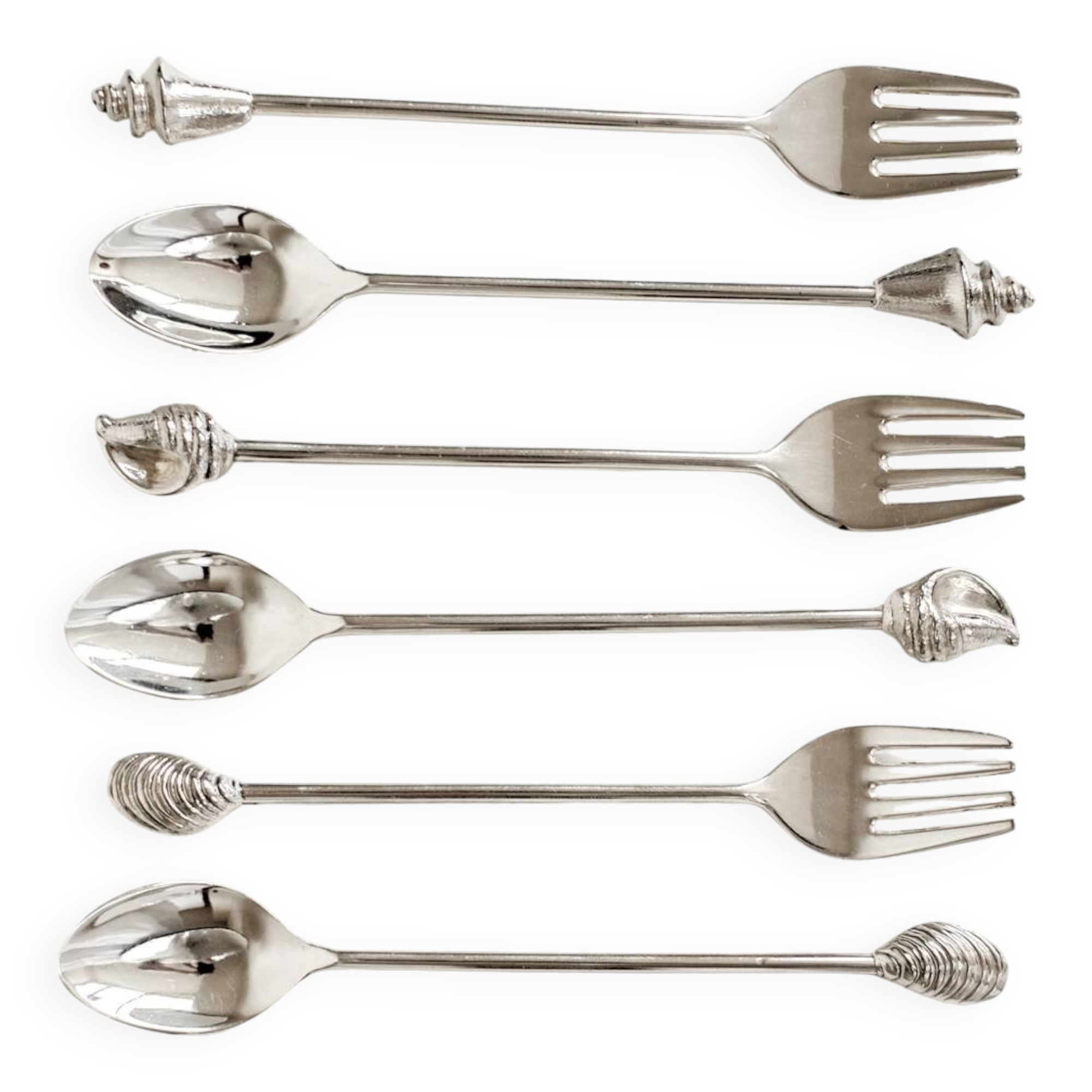 Silver-plated shell cutlery set