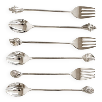 Silver-plated shell cutlery set