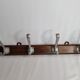 Wall rack "Art Deco" in cast aluminum and wood, 3 hooks, 54 cm