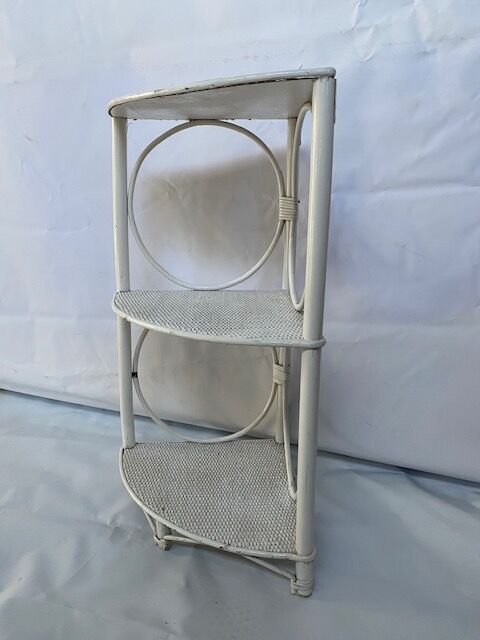 White rattan angle shelf