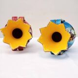 Pair of authentic Monaco Ceroc vases in blue ceramic
