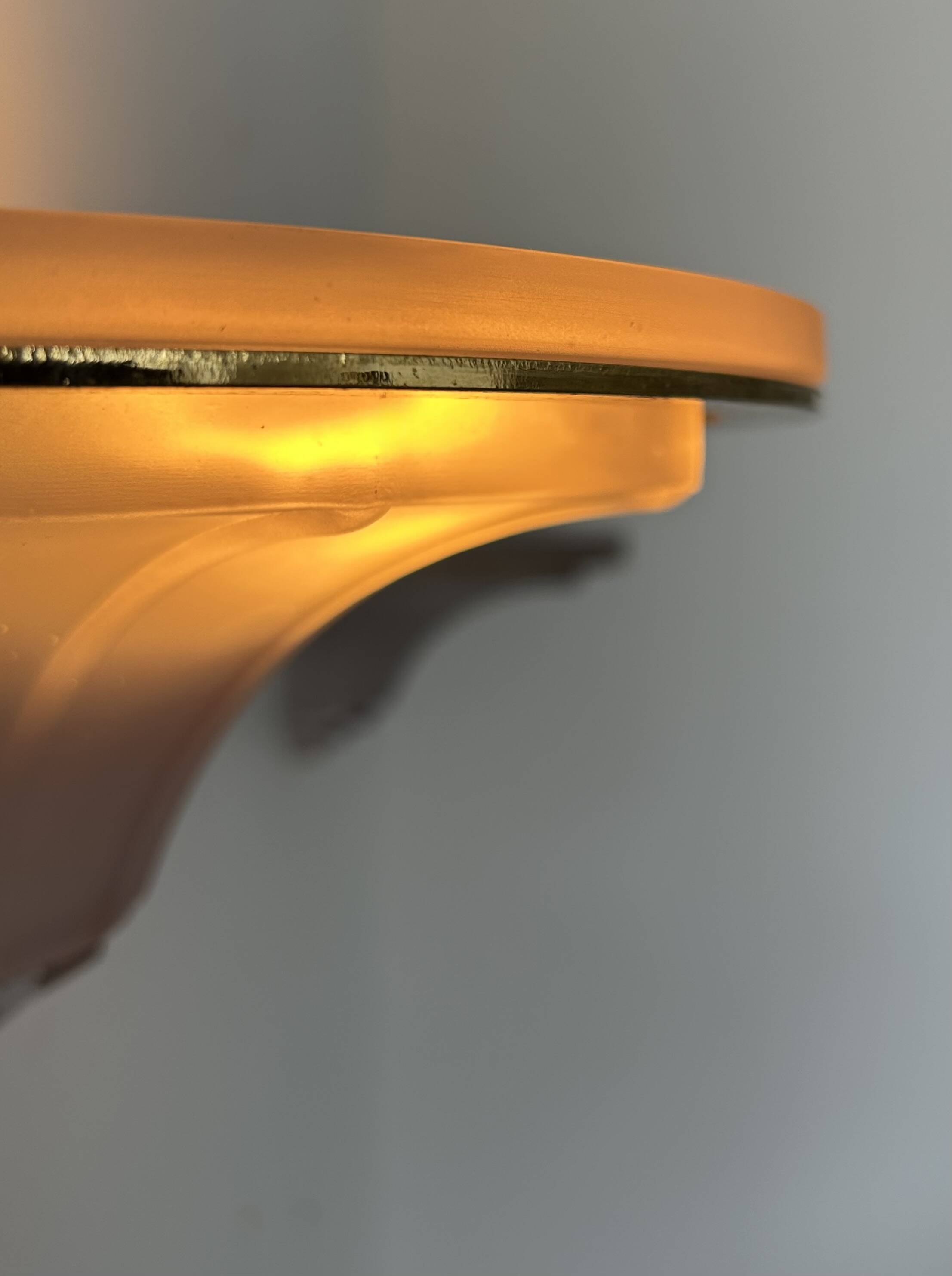 Pair of vintage glass and brass wall lights, France, 1960s