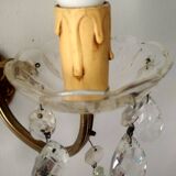 Golden brass wall light and crystal pendants - 2-light rococo light