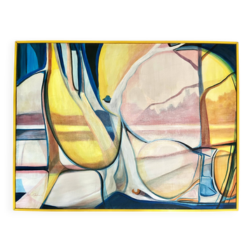 Huile sur toile A. Nobre-Madeira, Abstraction, 1975
