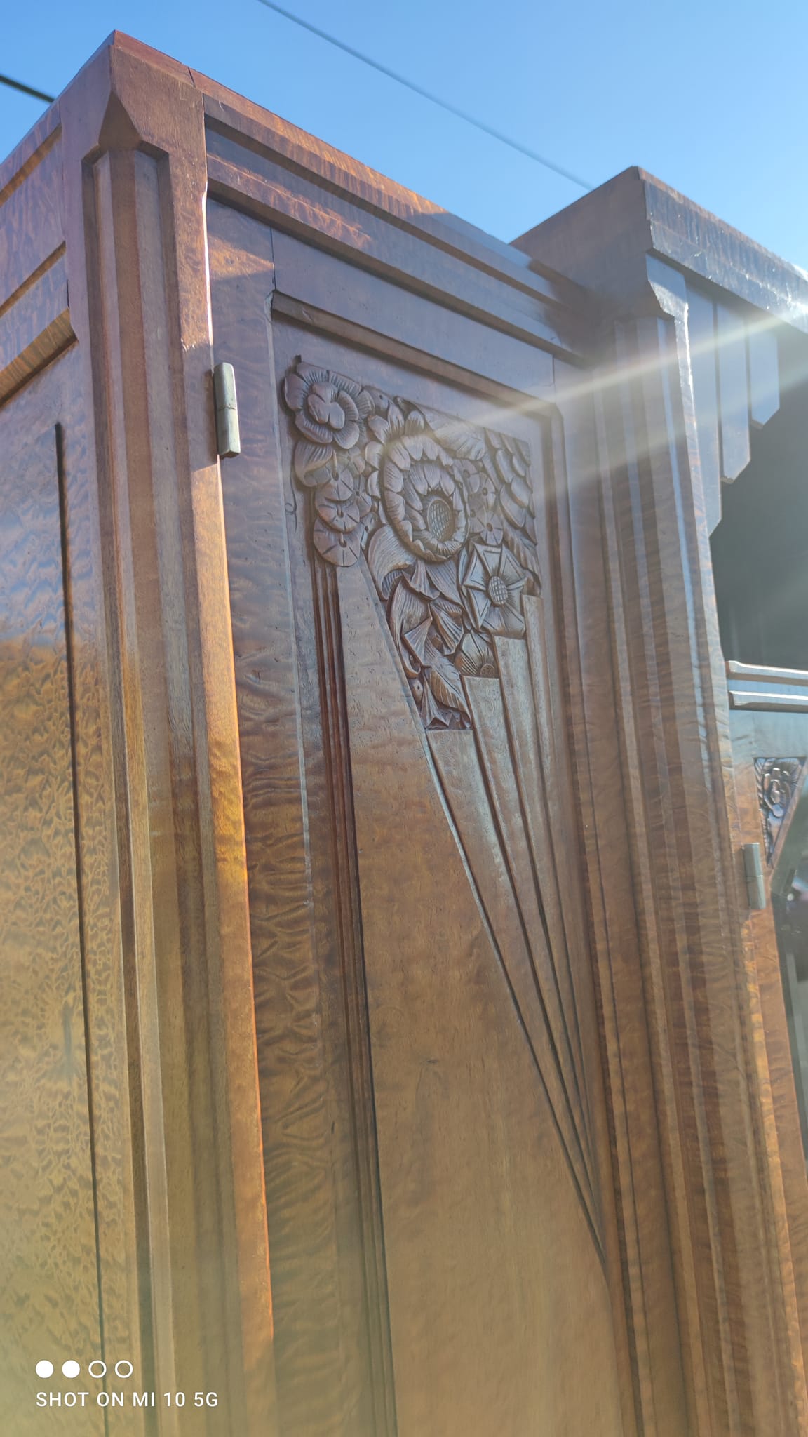 Bibliothèque de bureau 1925 en acajou ondé massif