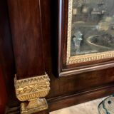 Italian Empire Mahogany and Parcel Gilt Console with Mirror and Carrara Marble Top, Late 18th Century