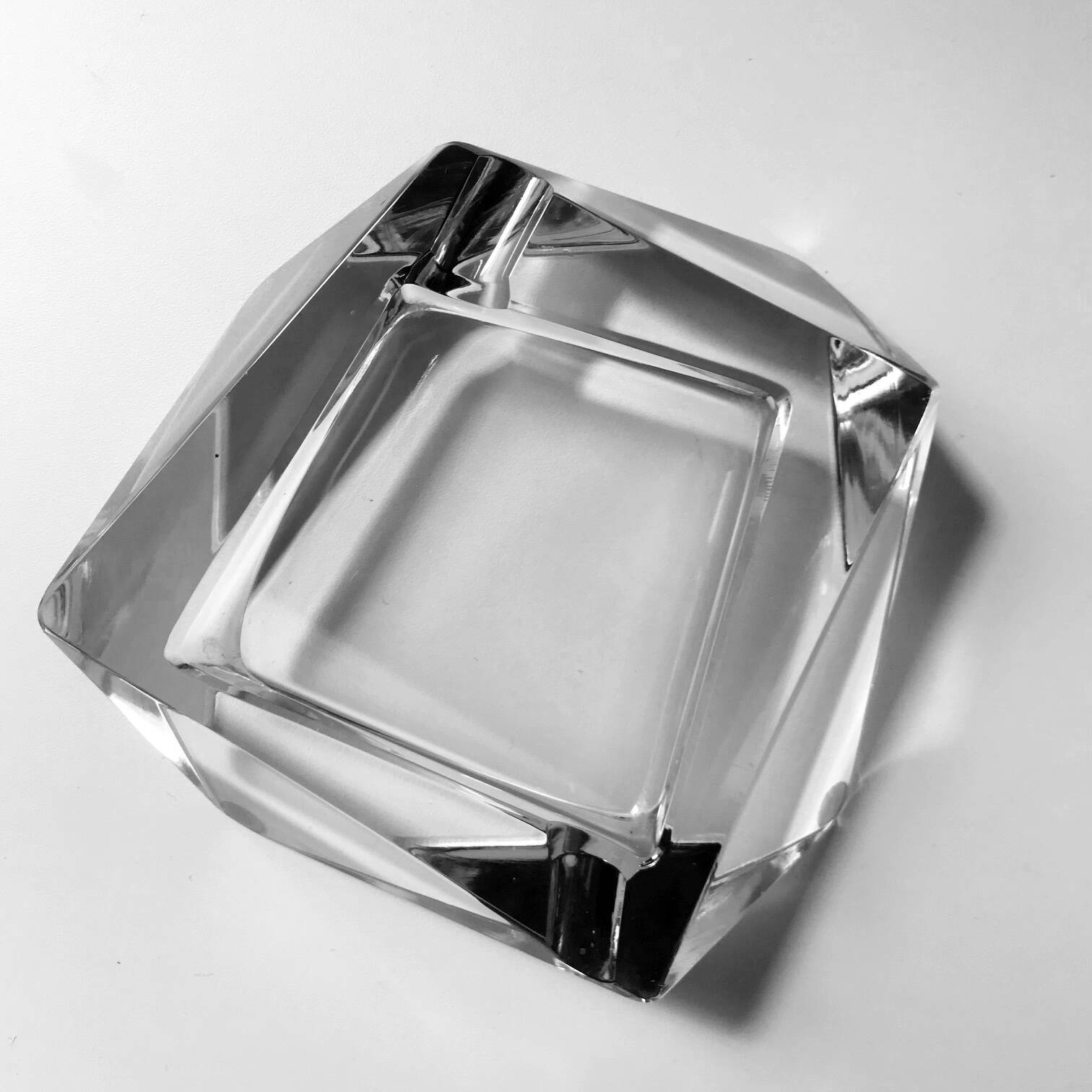 Vintage Asymmetrical Ashtray • Crystal • 1970-80
