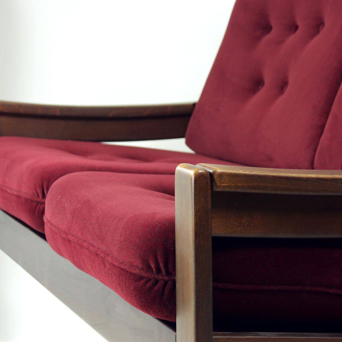 Canapé 2 places en velours de Hikor Pisek, Tchécoslovaquie, années 1980