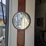Leather Mirror, attributed to Uno & Östen Kristiansson, Luxus Vittsjö, circa 1970