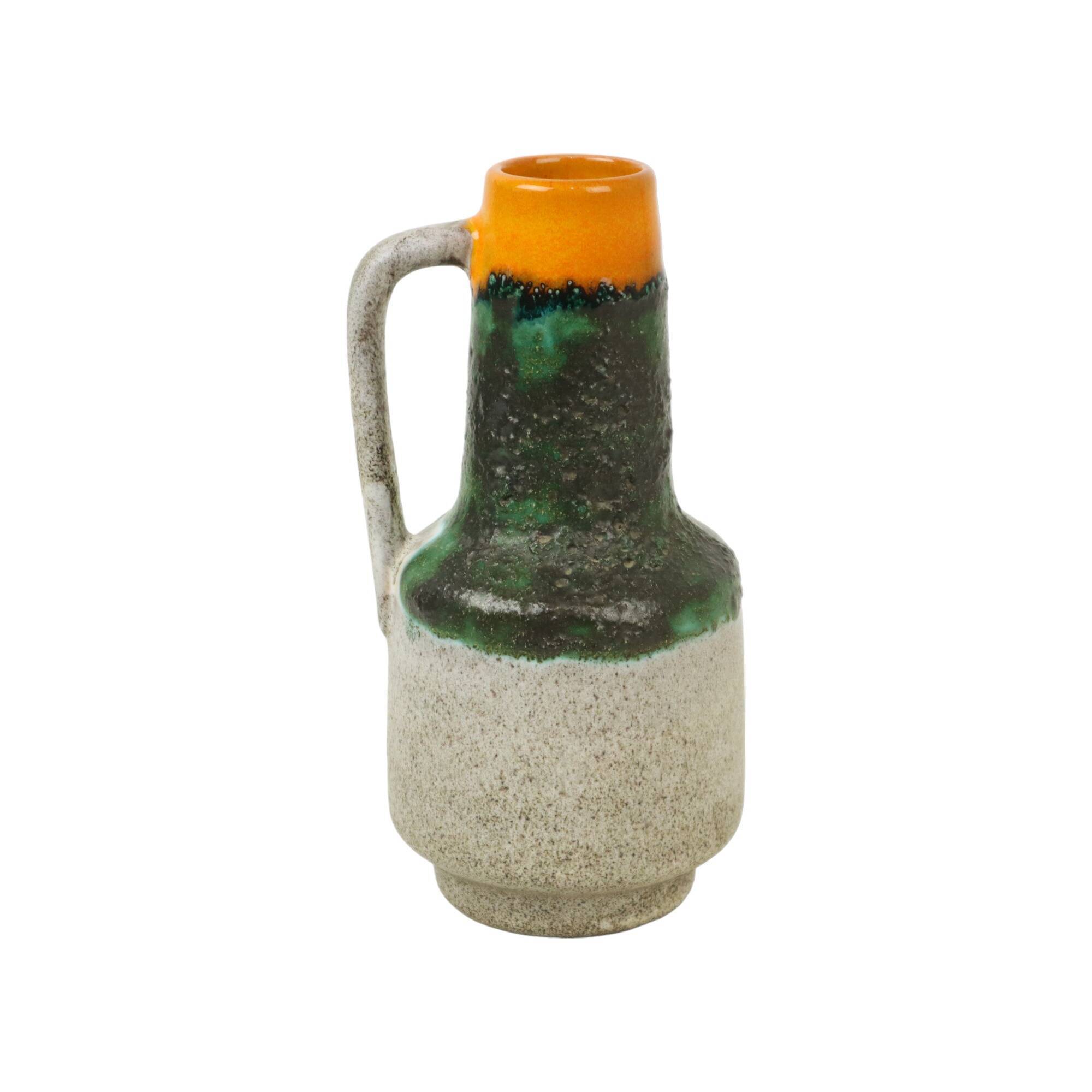 Rare Fat Lava Vase Green Orange VEB Haldensleben 4070 B Strehla Collectible