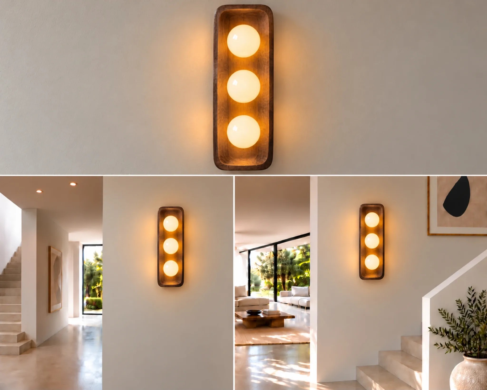 Exotic wood wall lamp