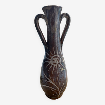 Soliflore vase with enamelled handles