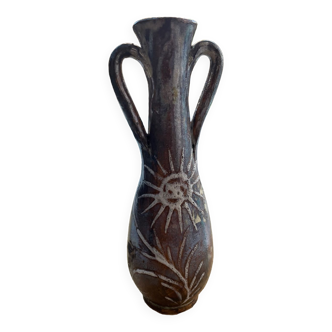 Soliflore vase with enamelled handles