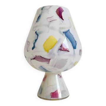 Gobelet en verre d'art de Murano italien postmoderne, décoration abstraite, années 1980