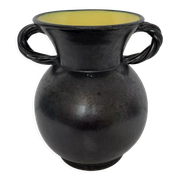 Vase with handles black yellow vintage