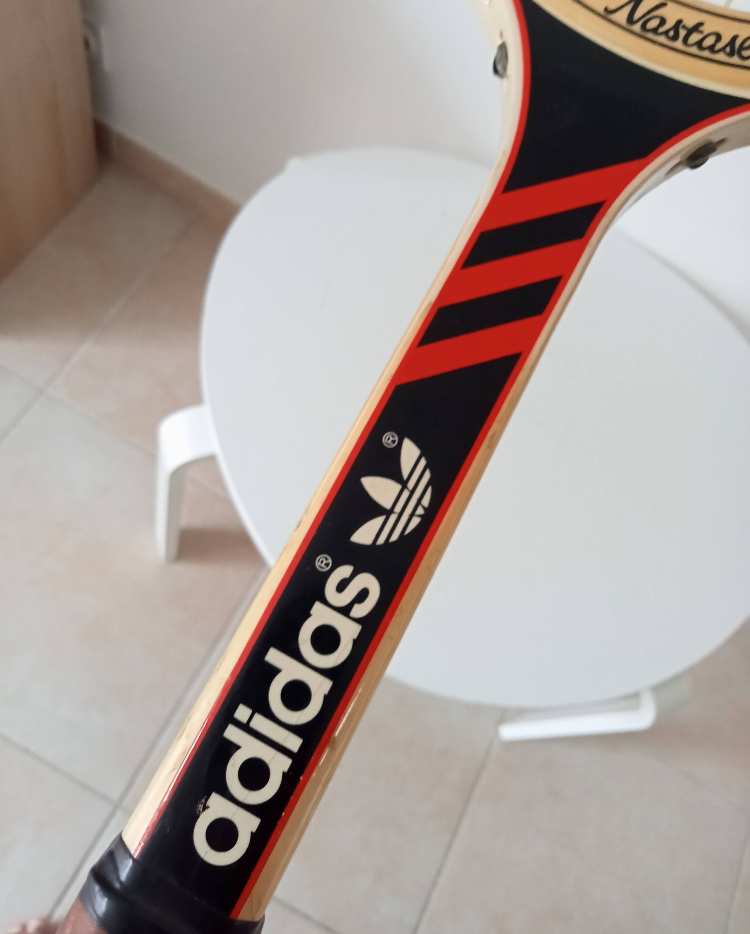 Vintage wooden tennis racket Ilie Nastase Adidas