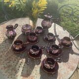 Coffee or tea service in enameled ceramic by Marius Giuge, artisan potter in Vallauris,
