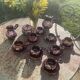 Coffee or tea service in enameled ceramic by Marius Giuge, artisan potter in Vallauris,