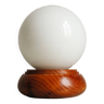 Wooden & opaline “ball” lamp