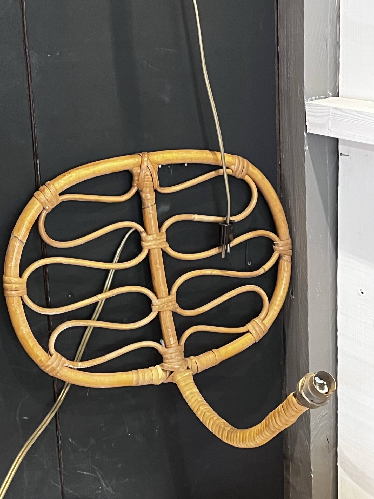 Pair of rattan wall lights