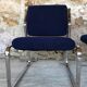 Paire de fauteuils vintage chrome et microfibre bleue circa 70