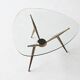 Italian tripod triangle coffee table brass and glass Italy 1950