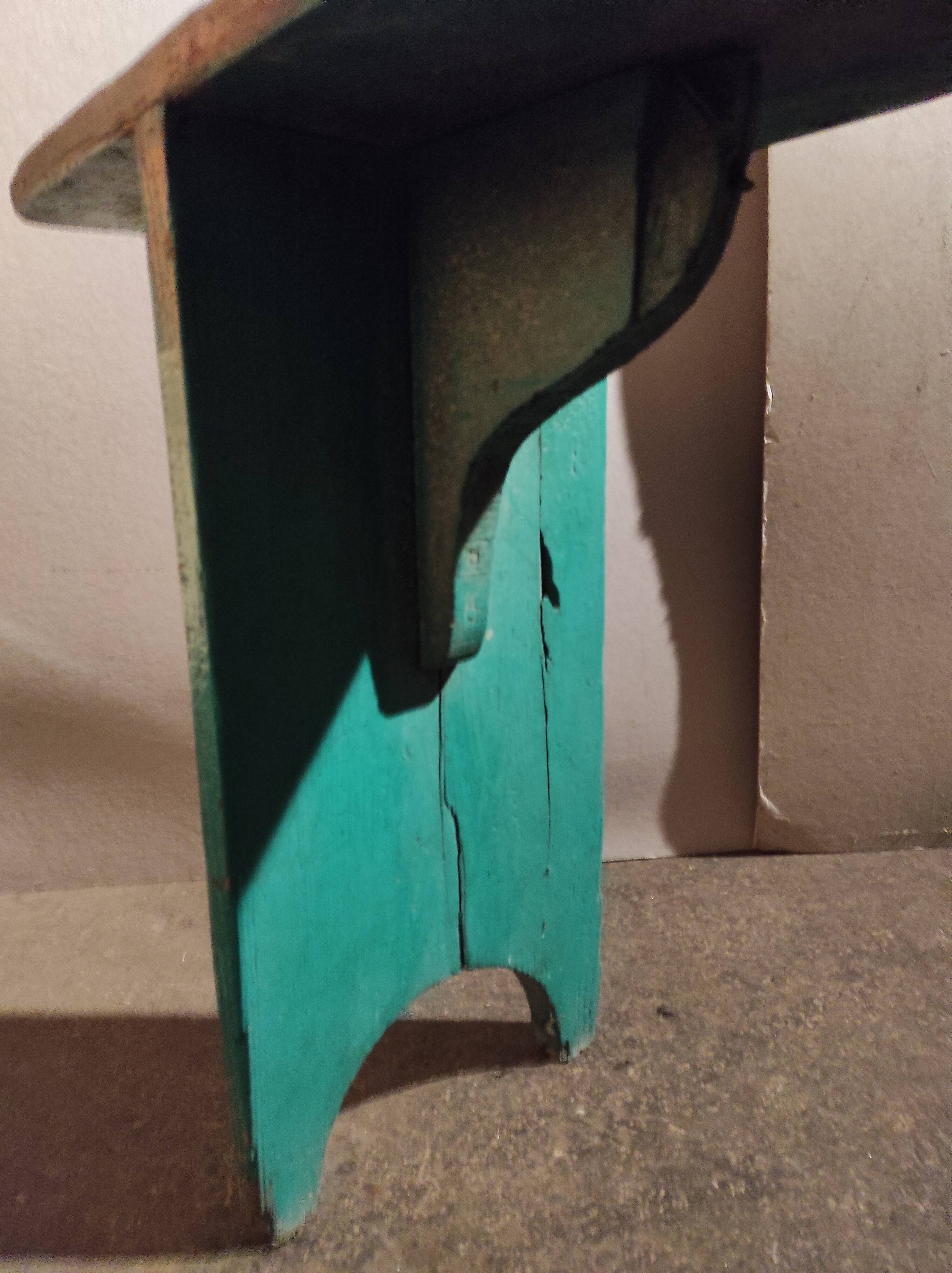 Green patinated farm tree wooden bench
