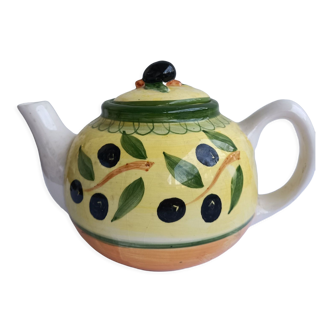 Yellow Dutch teapot vintage décor porcelain olives