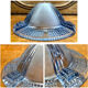 Antique Art Deco lamp from the 1930s, wrought iron with a blue basin in the Ezan style.