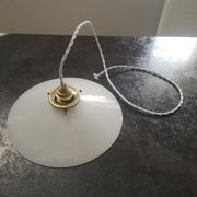 Suspension lampshade old opaline white smooth spirit walkman Art Deco 1930 TBE ø 25 cm