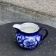 Milk jug with blue and gold peony pattern, made in England,